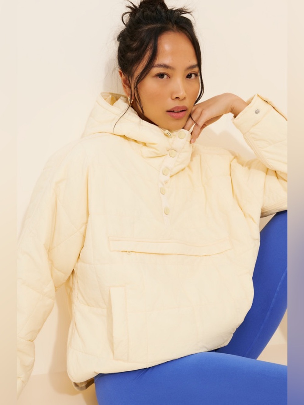 FP Movement Pippa Packable Pullover Puffer Light Yellow Anorak Pullover Jacket - Picture 3 of 11